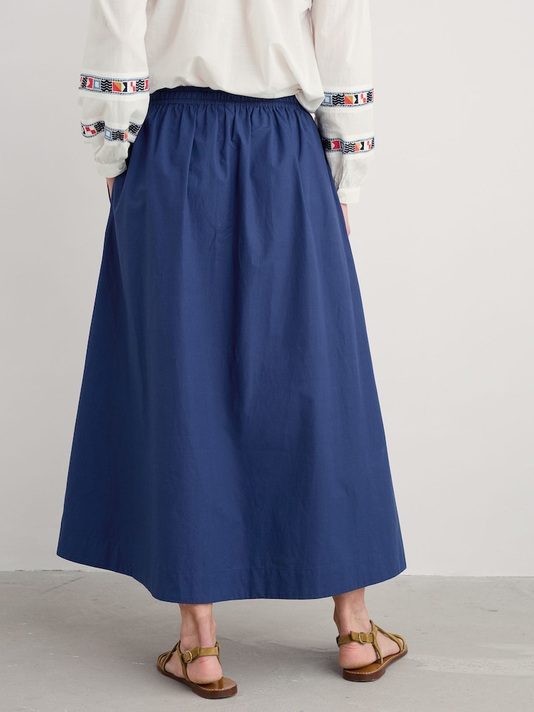 Seasalt Cornwall Blue Lake 100% Cotton Ankle Length Skirt - Image 3 of 5