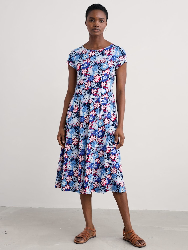 Seasalt Cornwall Blue Petite Petite Wild Bouquet Jersey Midi Dress - Image 1 of 5