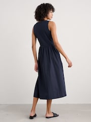 Seasalt Cornwall Blue Madder Jersey Woven Mix Sleeveless Dress - Image 3 of 5