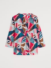 Seasalt Cornwall Blue Multi Watercolour Sketch 3/4 Sleeve Blouses - Image 4 of 5