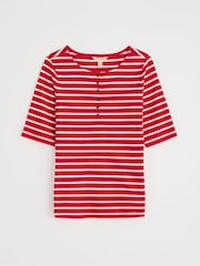Seasalt Cornwall Red Early Orchid Ribbed Henley Top - Image 10 of 11