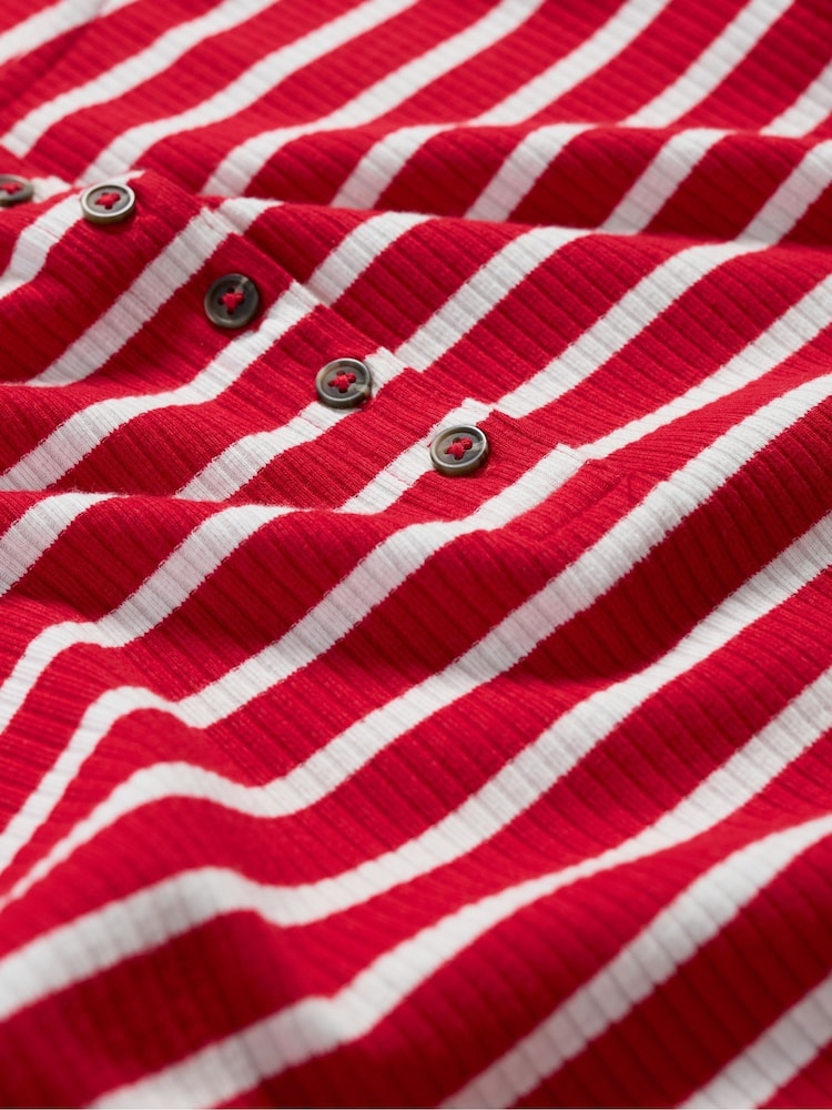 Seasalt Cornwall Red Early Orchid Ribbed Henley Top - Image 11 of 11