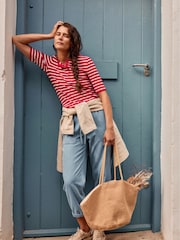 Seasalt Cornwall Red Early Orchid Ribbed Henley Top - Image 2 of 11