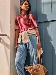 Seasalt Cornwall Red Early Orchid Ribbed Henley Top - Image 4 of 11
