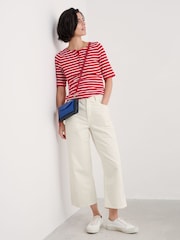 Seasalt Cornwall Red Early Orchid Ribbed Henley Top - Image 7 of 11