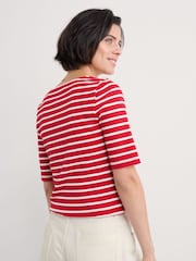 Seasalt Cornwall Red Early Orchid Ribbed Henley Top - Image 9 of 11