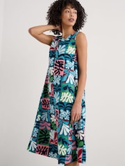 Seasalt Cornwall Black 100% Linen Petite Cresting Waves Sleeveless Linen Dress - Image 3 of 5