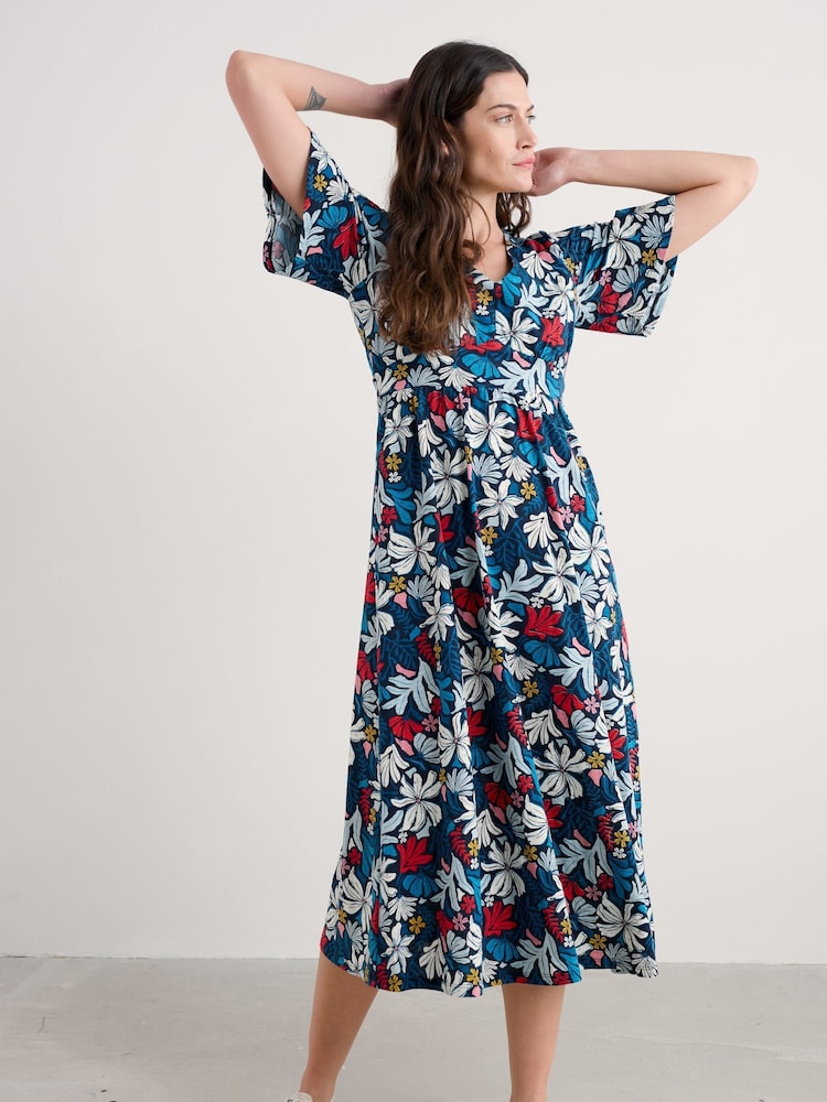 Seasalt Cornwall Blue Chateaux Half Sleeve Maxi Dress - Image 1 of 5