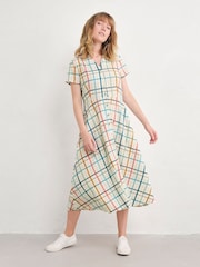 Seasalt Cornwall Green Carved Wood Midi 100% Cotton Dress - Image 1 of 5