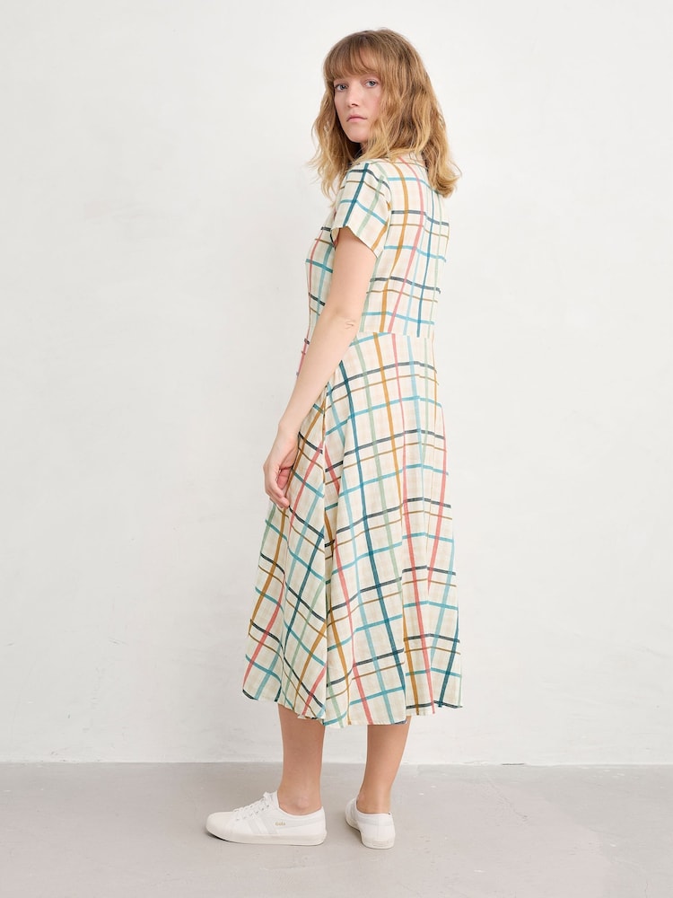 Seasalt Cornwall Green Carved Wood Midi 100% Cotton Dress - Image 2 of 5