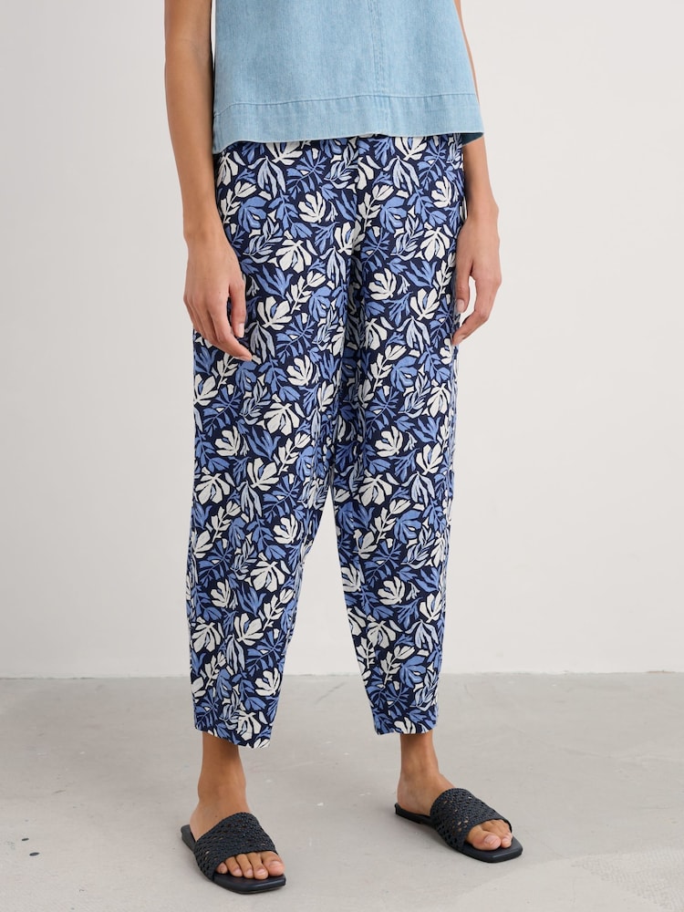 Seasalt Cornwall Blue Noweth 100% Linen Trousers - Image 2 of 5