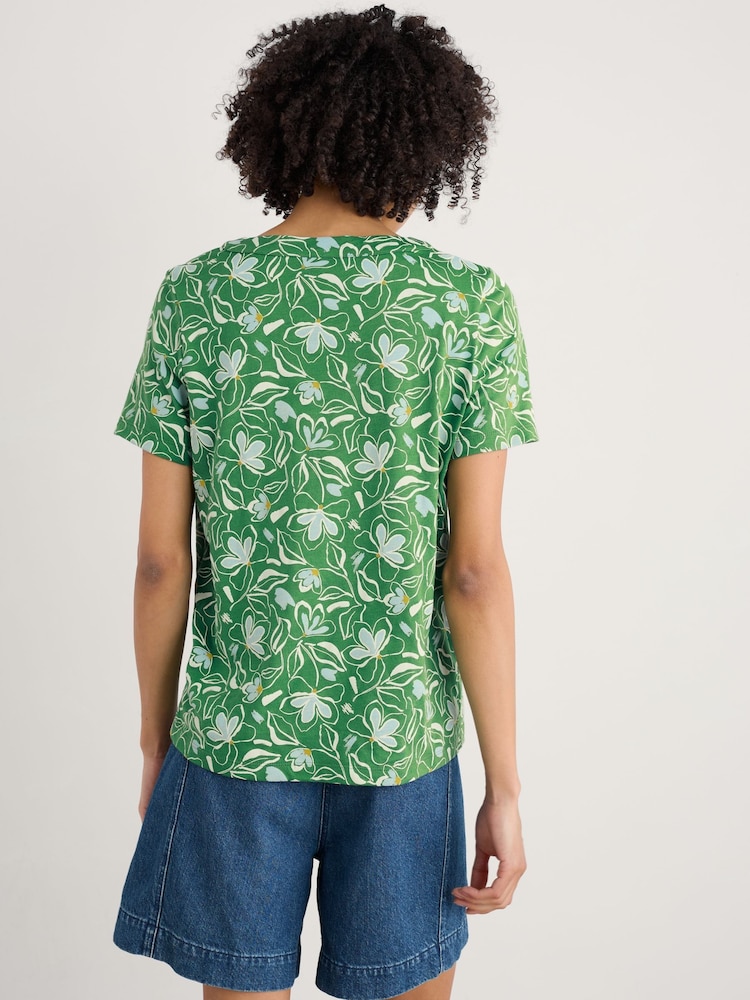 Seasalt Cornwall Green Barnoon Jersey Printed Short-Sleeve Blouses - Image 2 of 5