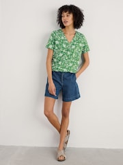 Seasalt Cornwall Green Barnoon Jersey Printed Short-Sleeve Blouses - Image 3 of 5