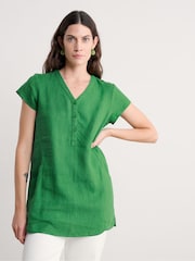 Seasalt Cornwall Green Little Croft 100% Linen Tunic - Image 1 of 5