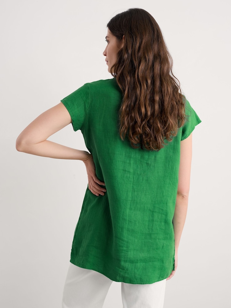 Seasalt Cornwall Green Little Croft 100% Linen Tunic - Image 2 of 5