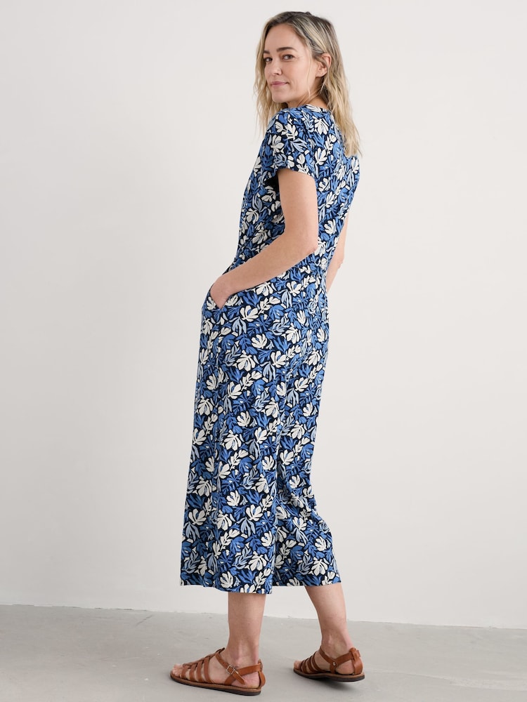 Seasalt Cornwall Blue Petite Petite Rose Trellis Wide Leg Jumpsuit - Image 2 of 5 Seasalt Cornwall Blue Petite Petite Rose Trellis Wide Leg Jumpsuit - Image 2 of 5