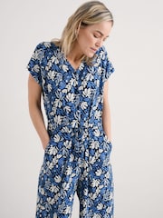 Seasalt Cornwall Blue Petite Petite Rose Trellis Wide Leg Jumpsuit - Image 3 of 5