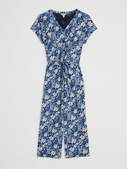Seasalt Cornwall Blue Petite Petite Rose Trellis Wide Leg Jumpsuit - Image 4 of 5