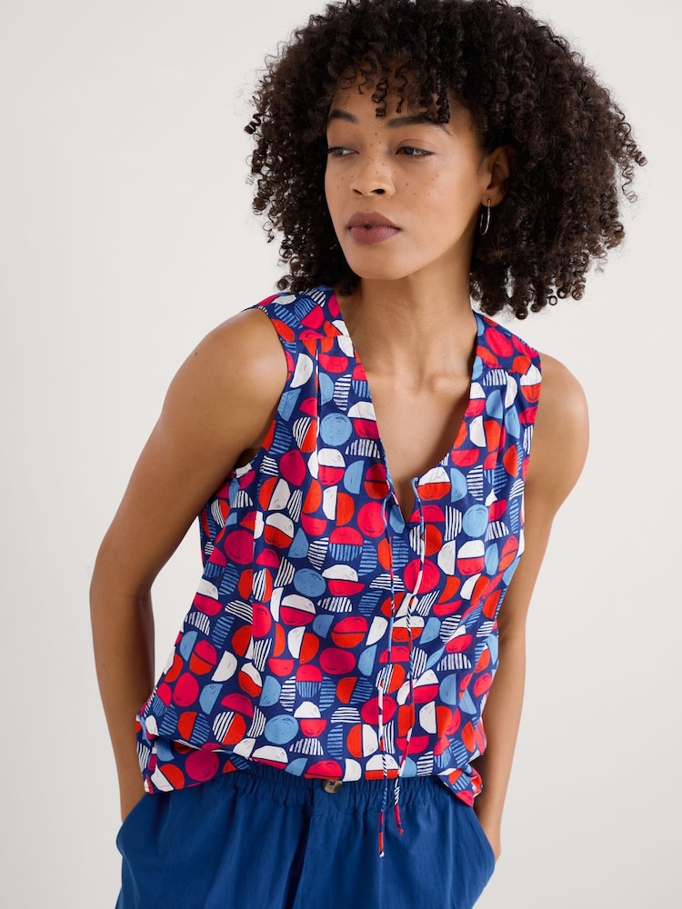 Seasalt Cornwall Blue Cobbs Well Sleeveless 100% Cotton Vest - Image 1 of 5