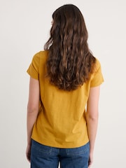 Seasalt Cornwall Yellow Light Pink Appletree Keyhole Detail T-Shirt - Image 2 of 5