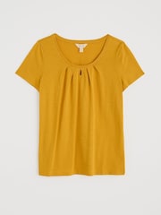 Seasalt Cornwall Yellow Light Pink Appletree Keyhole Detail T-Shirt - Image 4 of 5
