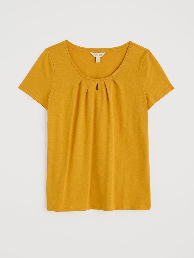 Seasalt Cornwall Yellow Light Pink Appletree Keyhole Detail T-Shirt - Image 4 of 5