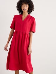 Seasalt Cornwall Red Petite Fen Violet Linen Midi 100% Linen Dress - Image 1 of 5