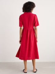 Seasalt Cornwall Red Petite Fen Violet Linen Midi 100% Linen Dress - Image 2 of 5