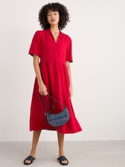 Seasalt Cornwall Red Petite Fen Violet Linen Midi 100% Linen Dress - Image 3 of 5