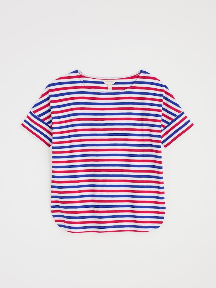 Seasalt Cornwall Red Dark Bryher View 100% Cotton Boat Neck T-Shirt - Image 3 of 4