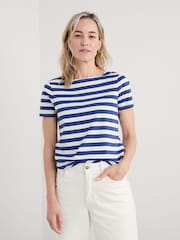 Azul - Seasalt Cornwall Sailor 100% Cotton T-Shirt - Imagen 1 de 5