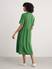 Seasalt Cornwall Green Petite Fen Violet Midi 100% Linen Dress - Image 2 of 5