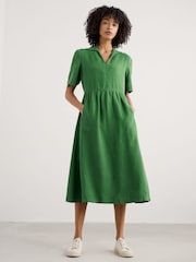 Seasalt Cornwall Green Petite Fen Violet Midi 100% Linen Dress - Image 3 of 5