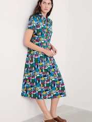 Seasalt Cornwall Blue Chrome Mainland Jersey Midi 100% Cotton Dress - Image 9 of 9