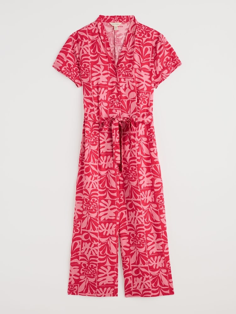 Seasalt Cornwall Pink Petite Petite Treen Cove 100% Linen Jumpsuit - Image 4 of 5