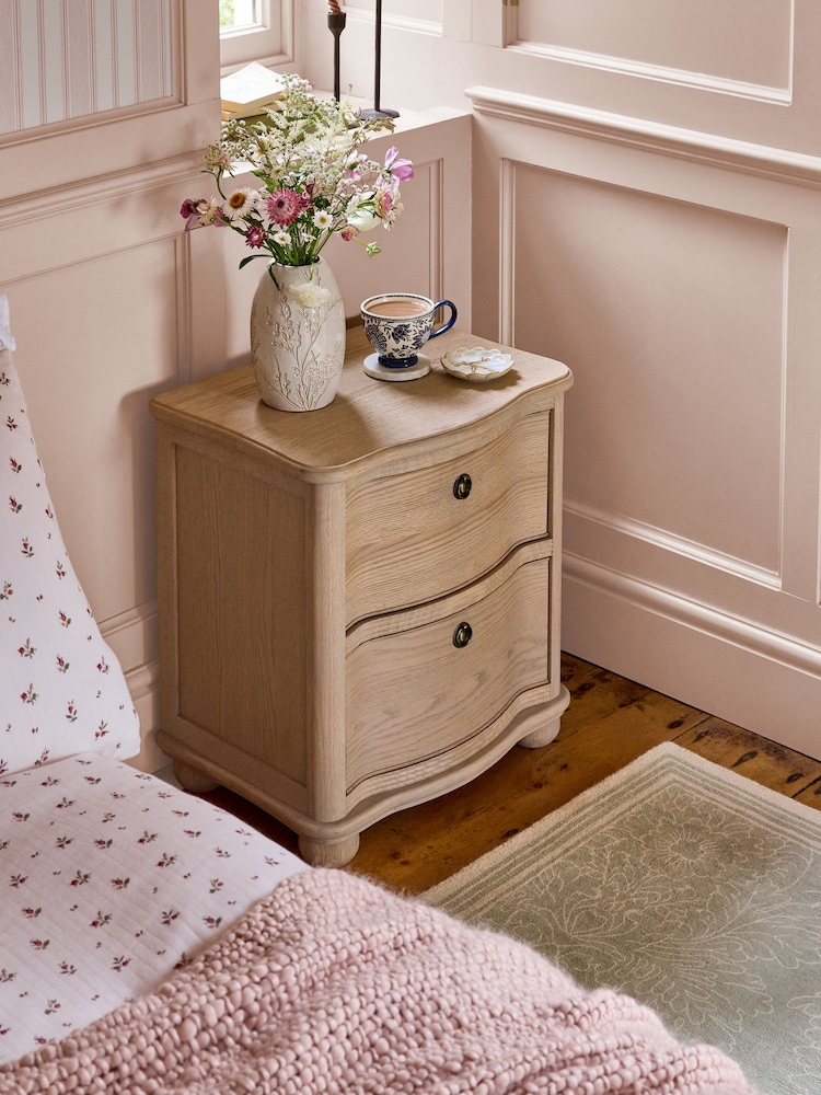 Laura Ashley Whitewash Oak Someford 2 Drawer Bedside Table - Image 2 of 8 Laura Ashley Whitewash Oak Someford 2 Drawer Bedside Table - Image 2 of 8