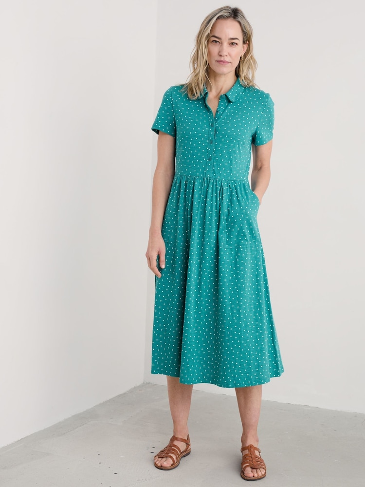 Seasalt Cornwall Blue Mainland Jersey Midi 100% Cotton Dress - Image 1 of 5