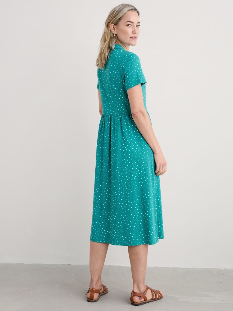 Seasalt Cornwall Blue Mainland Jersey Midi 100% Cotton Dress - Image 2 of 5