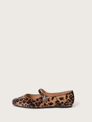 Monsoon Brown Lizzy Leopard Print Mary Jane Flats - Image 1 of 3