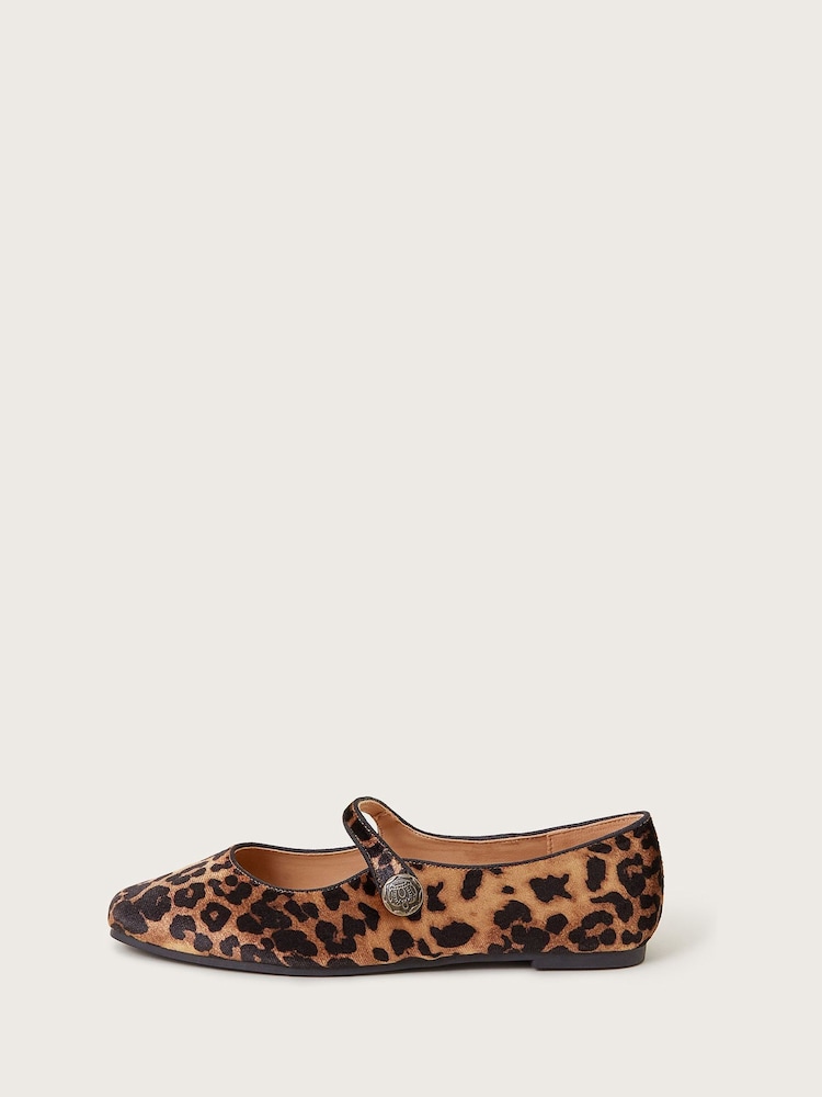 Monsoon Brown Lizzy Leopard Print Mary Jane Flats - Image 2 of 3