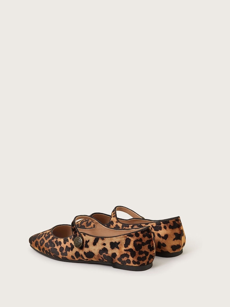 Monsoon Brown Lizzy Leopard Print Mary Jane Flats - Image 3 of 3