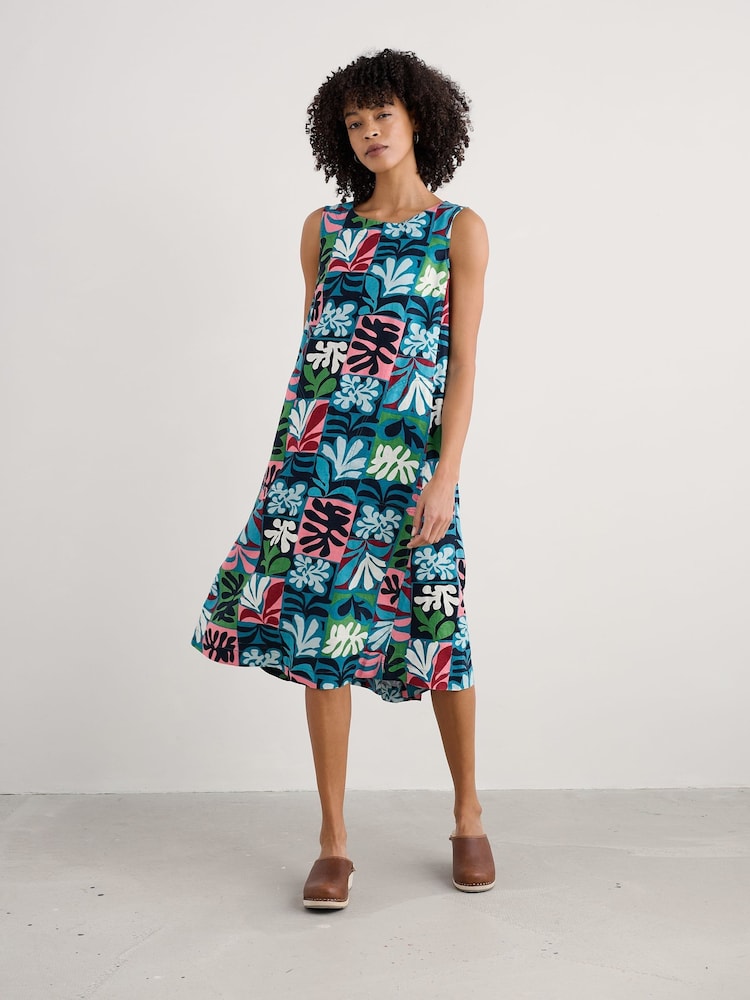 Seasalt Cornwall Blue Petite 100% Linen Petite Cresting Waves Sleeveless Linen Dress - Image 1 of 9 Seasalt Cornwall Blue Petite 100% Linen Petite Cresting Waves Sleeveless Linen Dress - Image 1 of 9