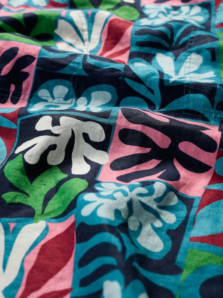 Seasalt Cornwall Blue Petite 100% Linen Petite Cresting Waves Sleeveless Linen Dress - Image 5 of 5