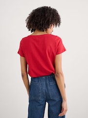 Seasalt Cornwall Light Red Light Pink Appletree Keyhole Detail T-Shirt - Image 3 of 5