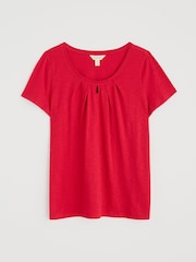 Seasalt Cornwall Light Red Light Pink Appletree Keyhole Detail T-Shirt - Image 4 of 5