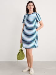 Seasalt Cornwall Blue Madron 100% Cotton T-Shirt Dress - Image 3 of 5