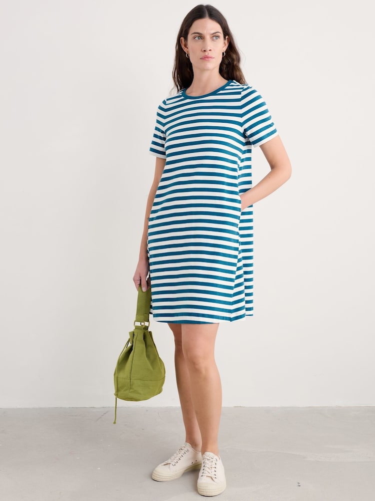 Seasalt Cornwall Blue Madron 100% Cotton T-Shirt Dress - Image 3 of 5