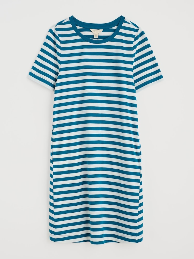 Seasalt Cornwall Blue Madron 100% Cotton T-Shirt Dress - Image 4 of 5