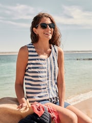 Seasalt Cornwall Sea Kissed 100% Cotton Striped Vest - Imagen 2 de 8
