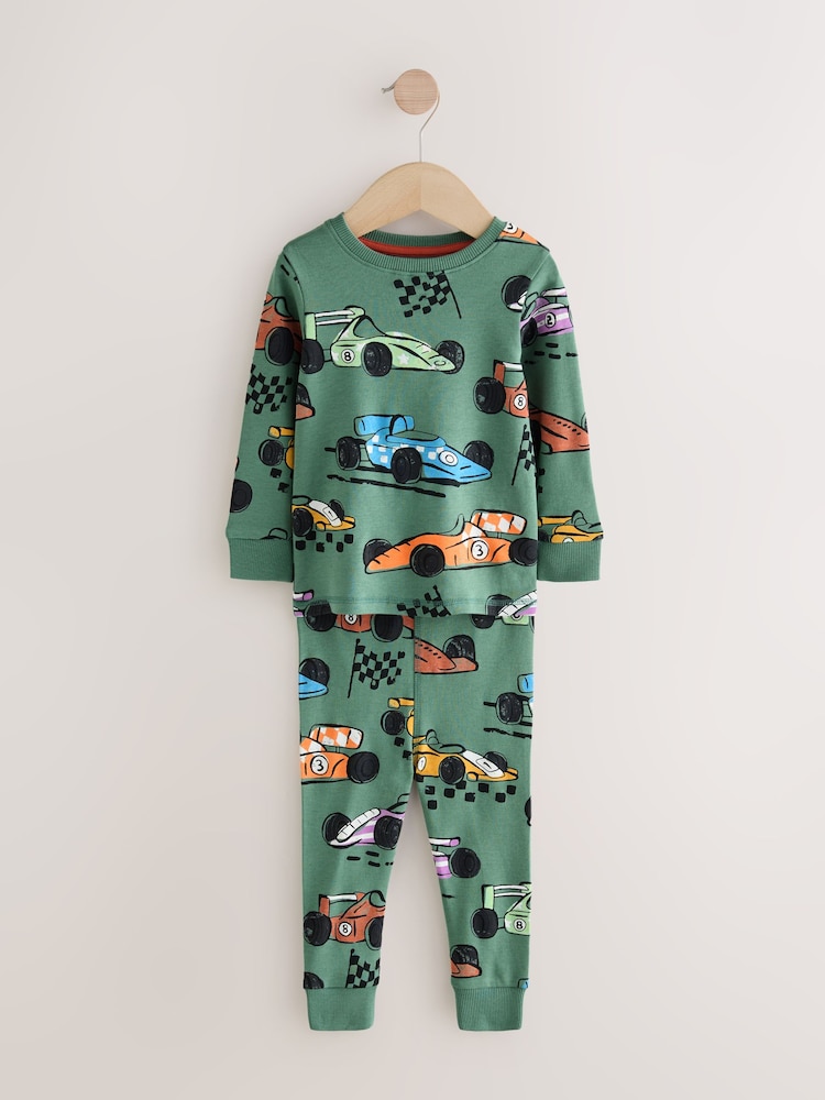 Green Race Car Snuggle Fit Single Pyjamas (1.5-9yrs) - Image 1 of 4